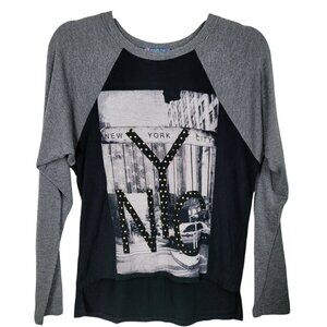 Vintage Truly Me Big Girls Graphic T Shirt New York City Raglan Sleeve Sz XLarge